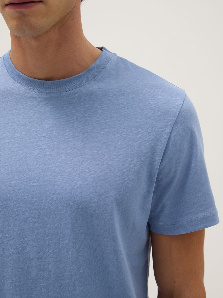 Pure cotton blue regular fit t-shirt_3