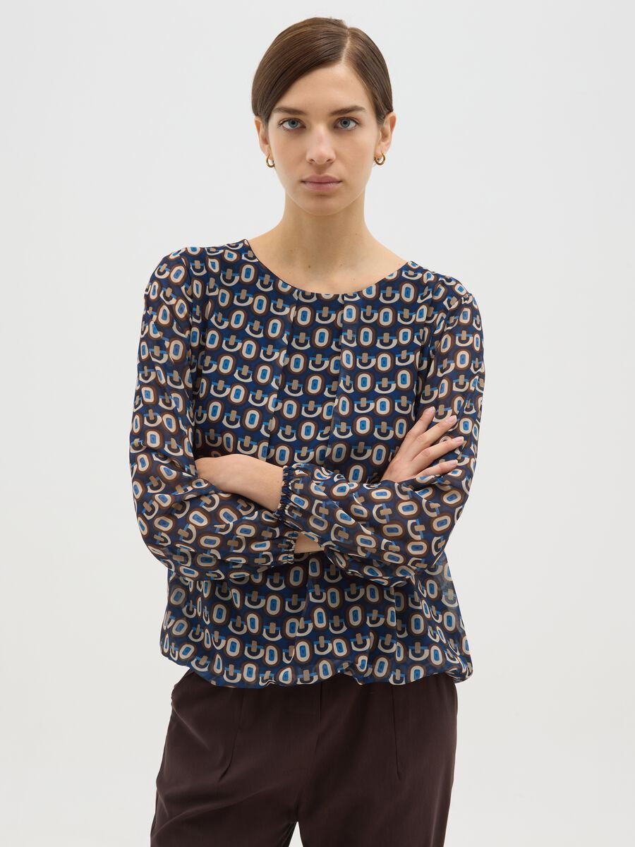 Blusa multicolor regular fit con fantasia_0