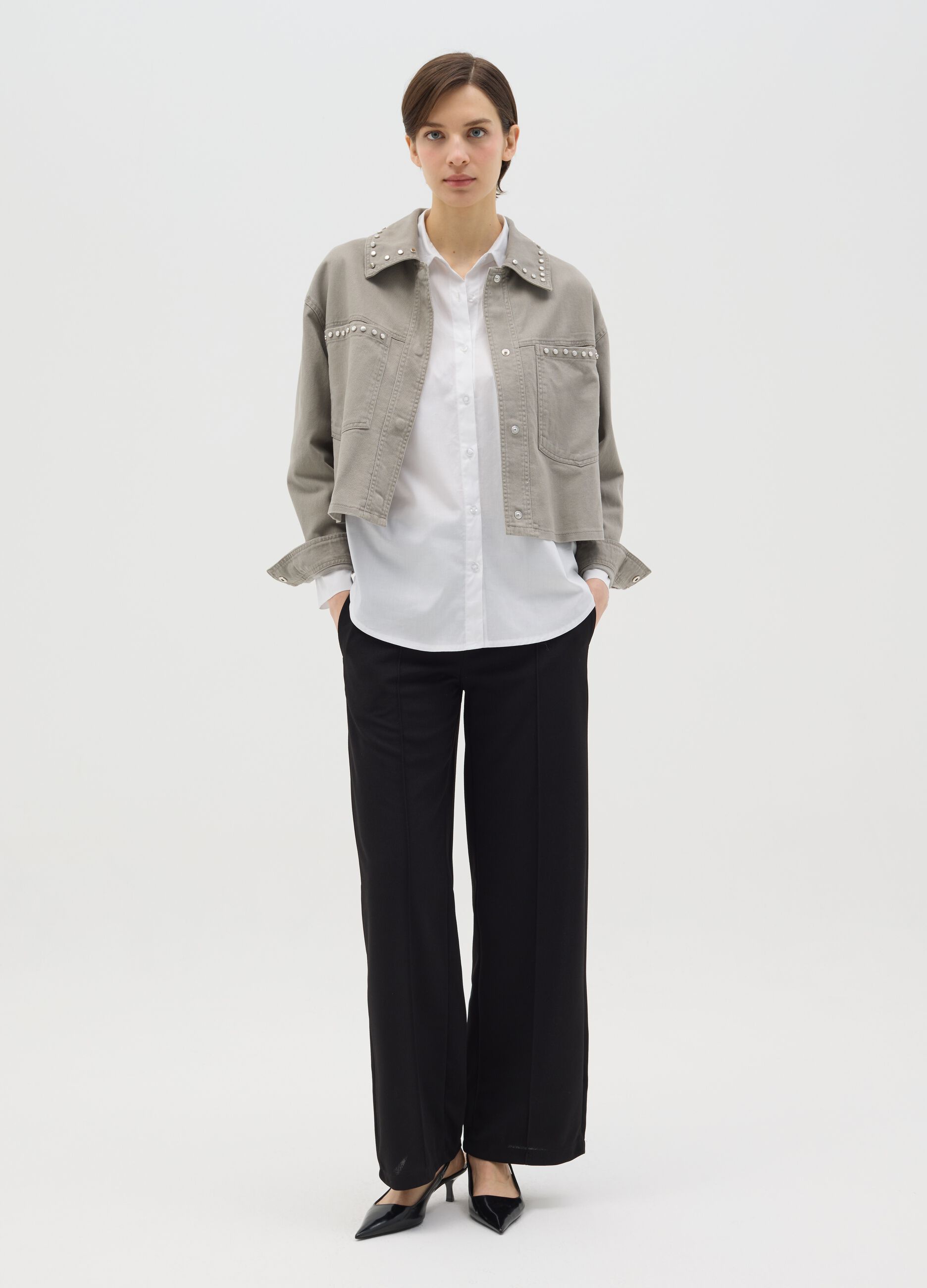 Black palazzo trousers with pockets