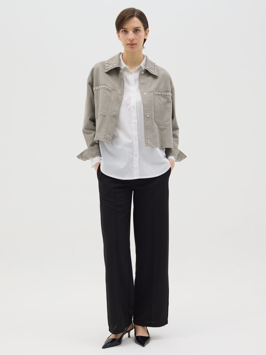 Black palazzo trousers with pockets_0