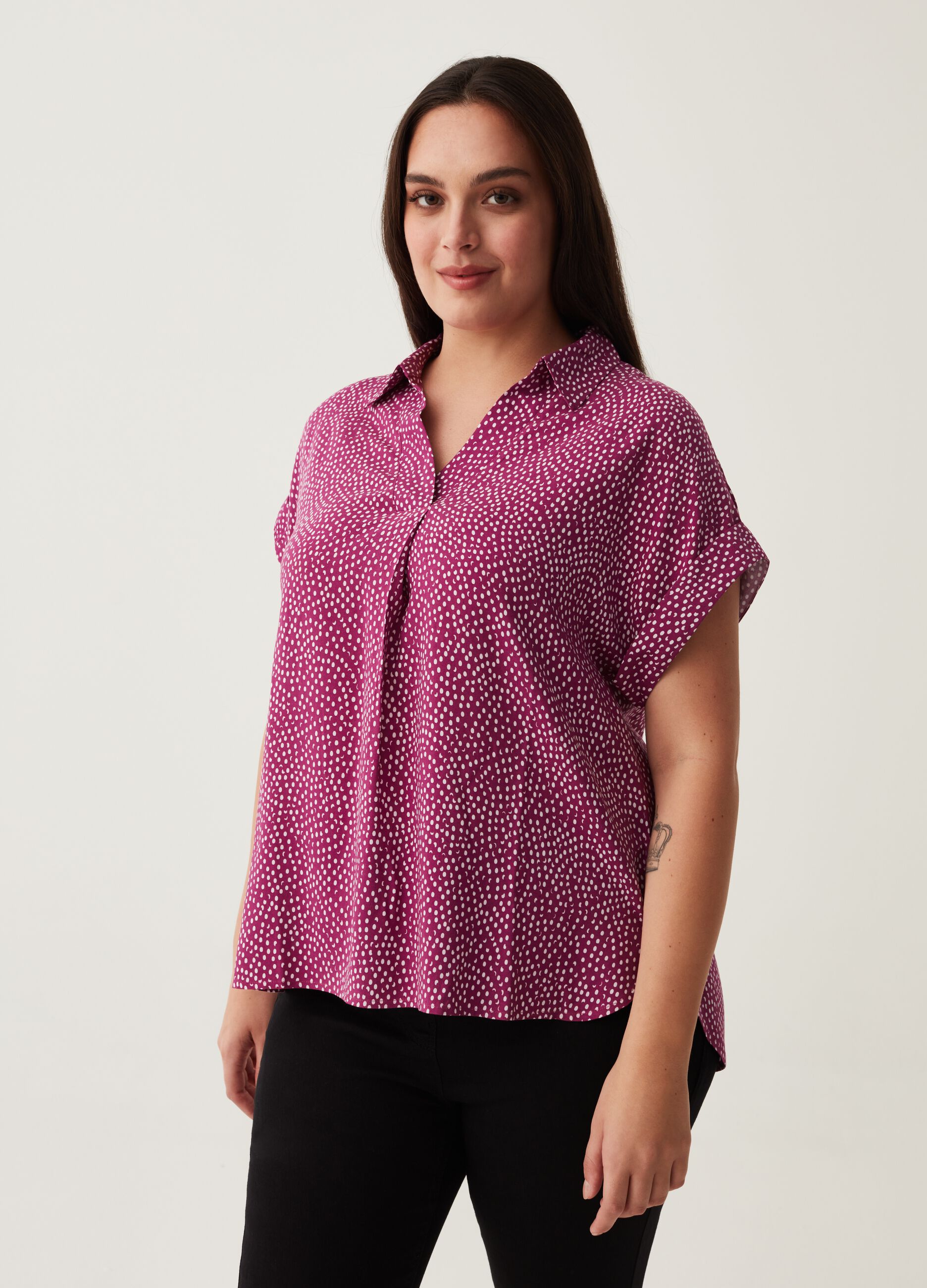 Blusa in viscosa fantasia Curvy_1