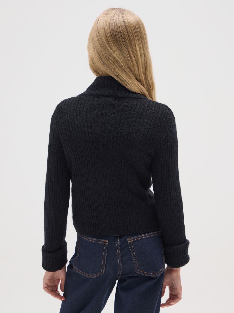 Black Hooded Cardigan for Girls_1