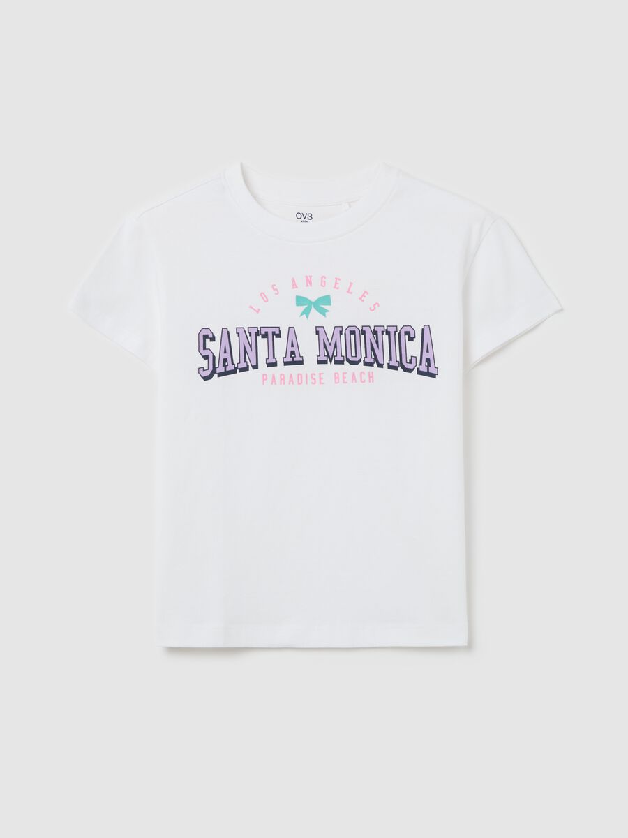 T-shirt bianca in cotone con stampa lettering_3