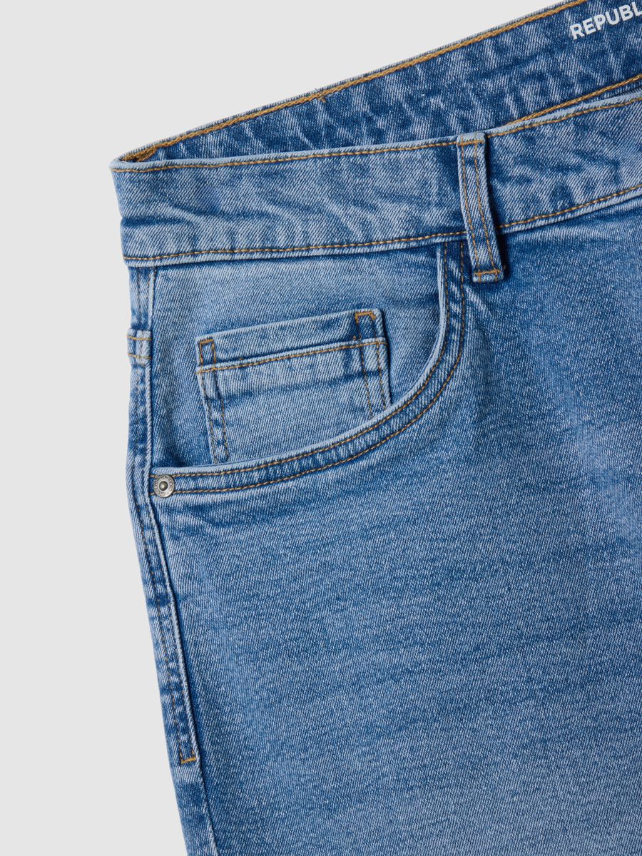 Men's Light Blue Slim Fit Denim Shorts_5