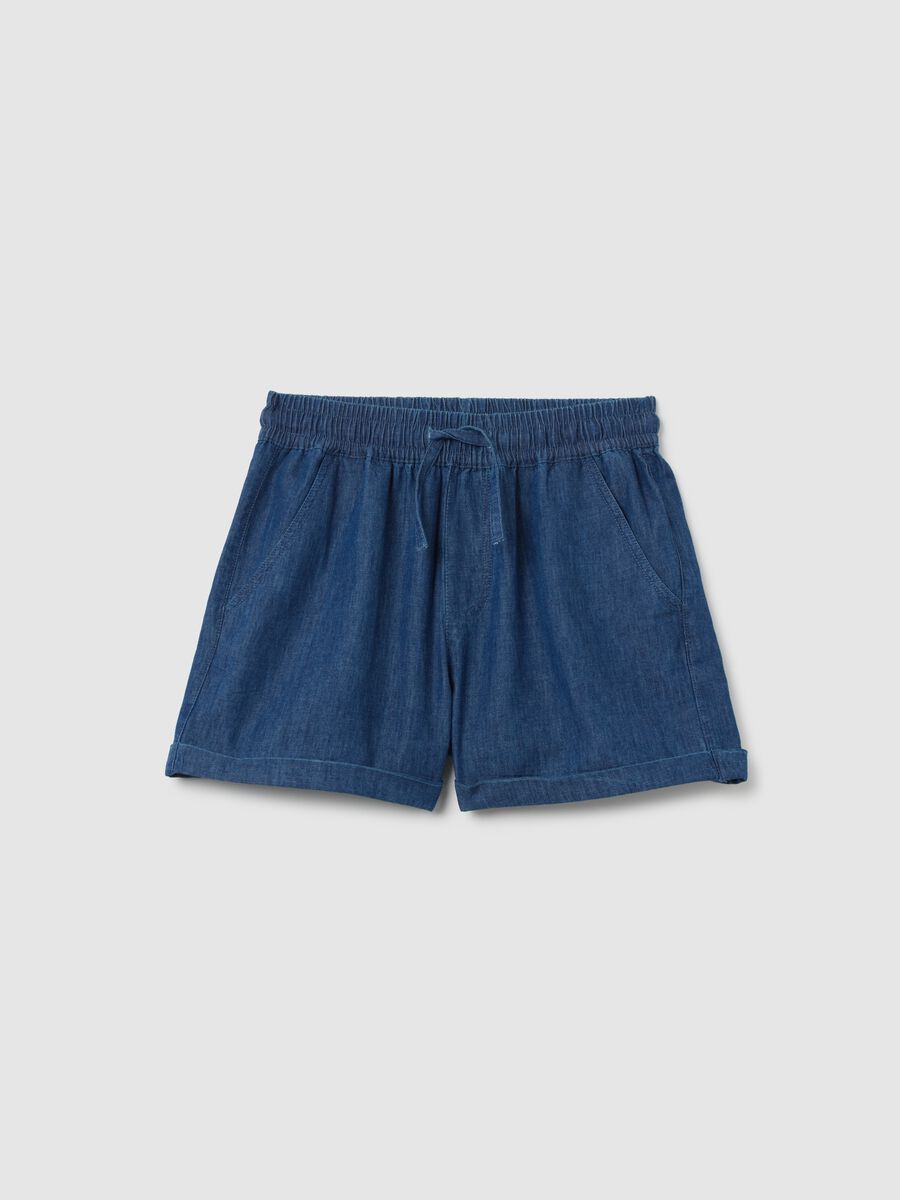 Girls' denim cotton shorts regular fit_0