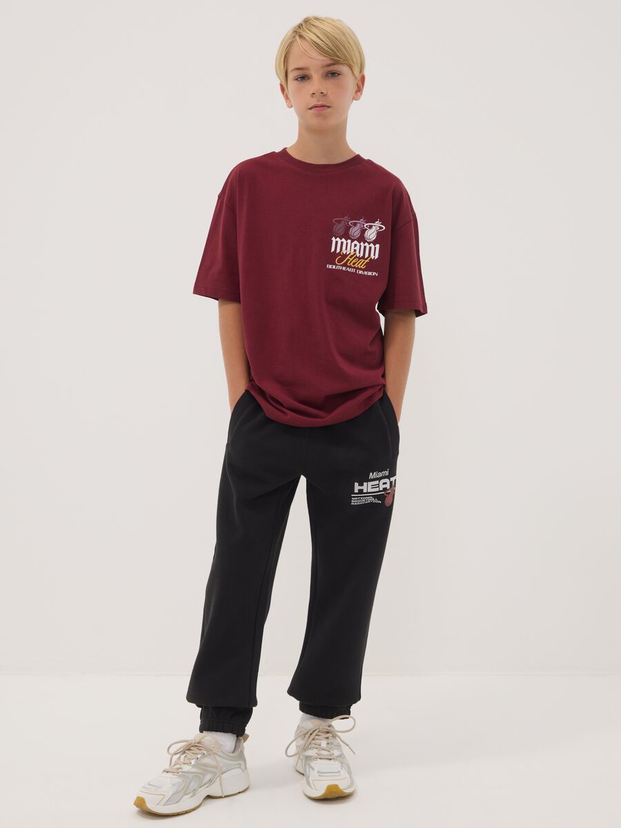 Black cotton-blend joggers with Miami Heat print, regular fit_0