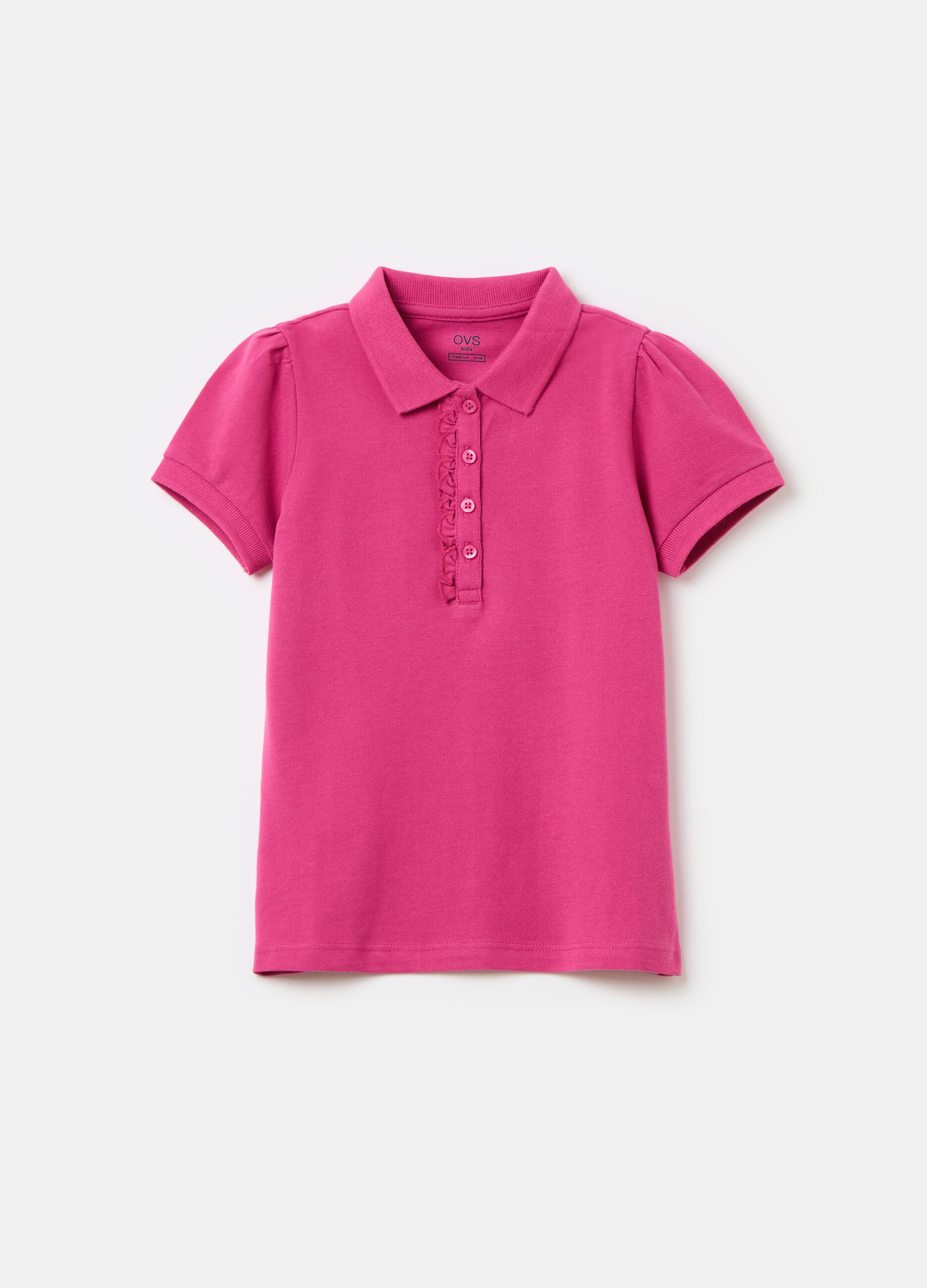 Cotton piquet polo shirt with frill