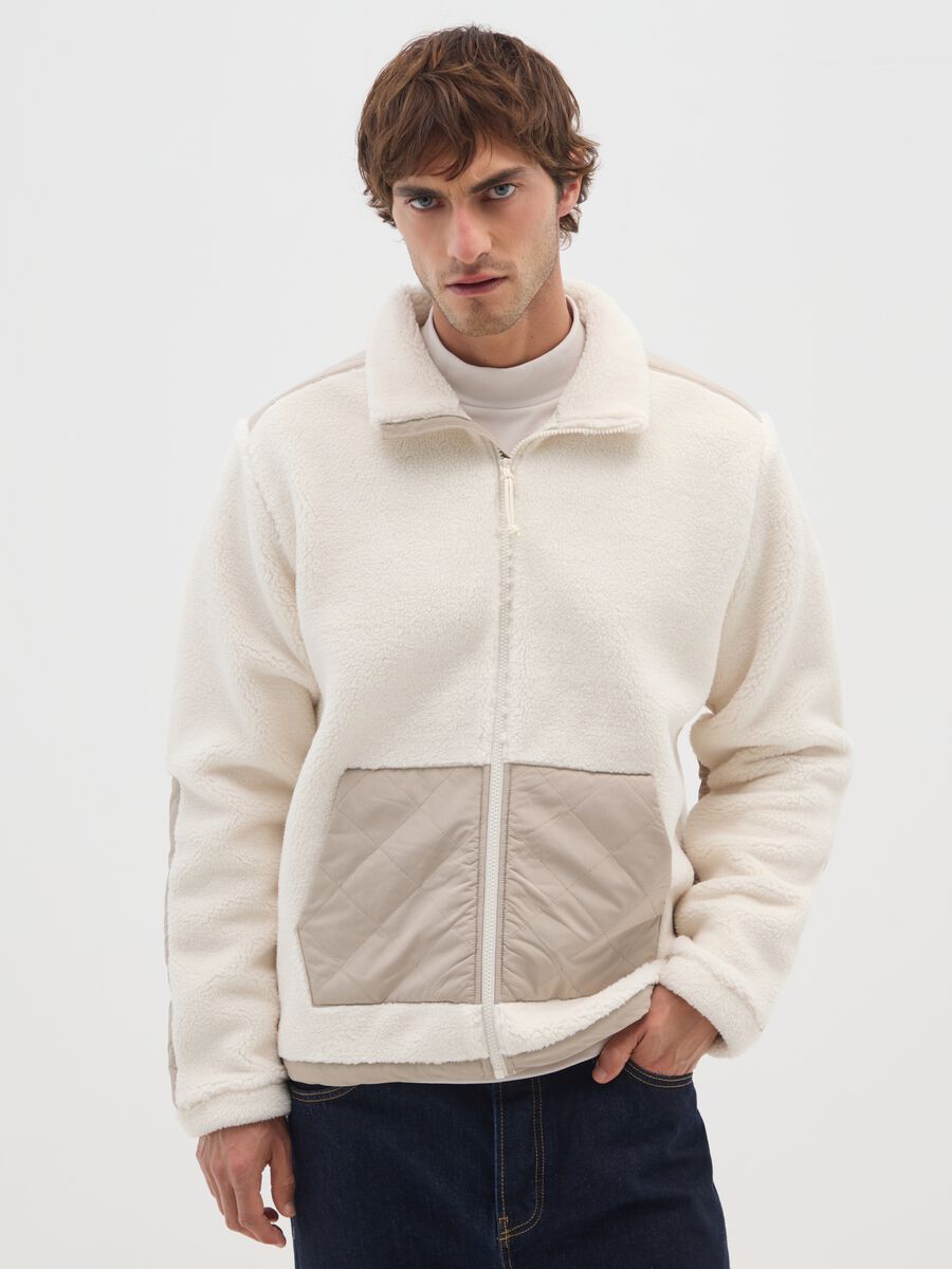 White sherpa full-zip sweatshirt_0