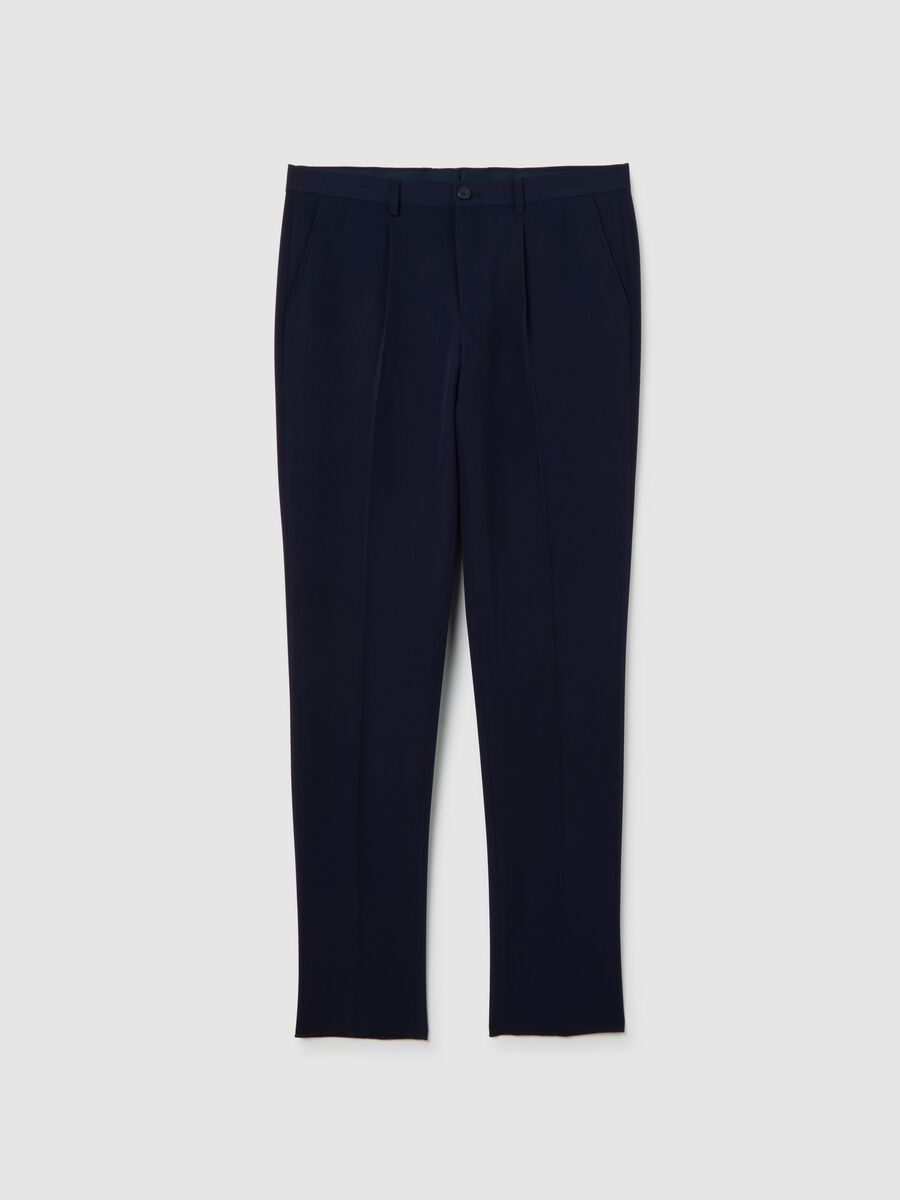 Blue Stretch Slim Fit Trousers_4