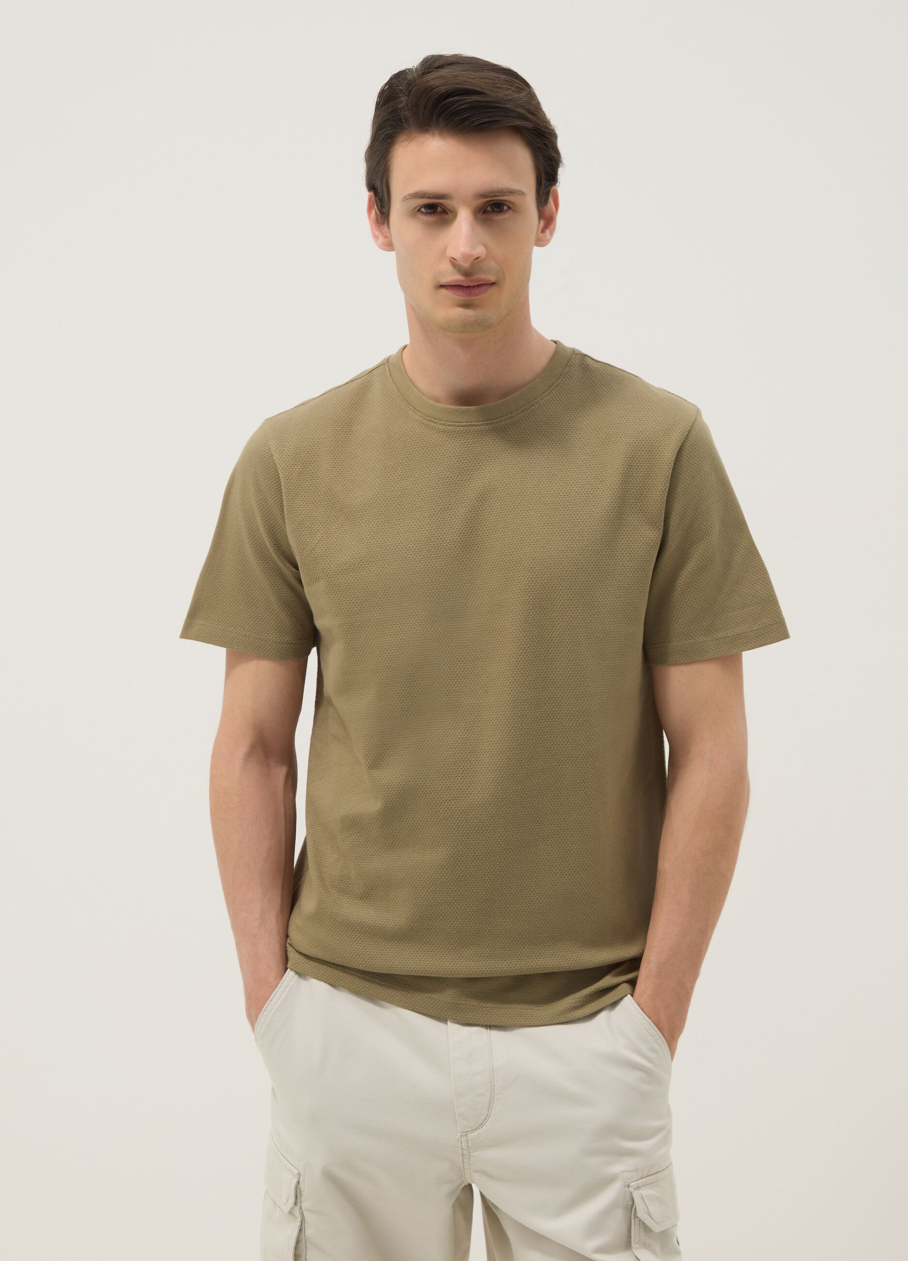 Green pure cotton short-sleeve T-shirt