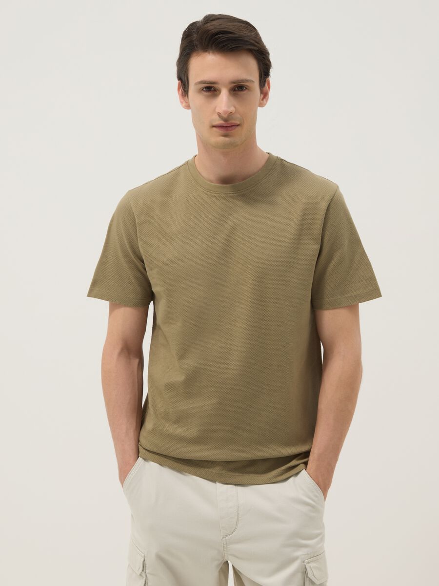 T-shirt verde in puro cotone a maniche corte_1