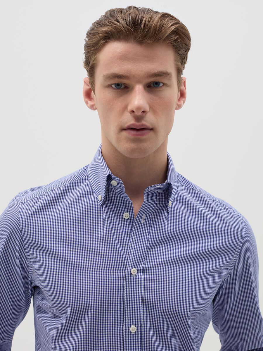 Slim-fit easy-iron shirt with micro check_3
