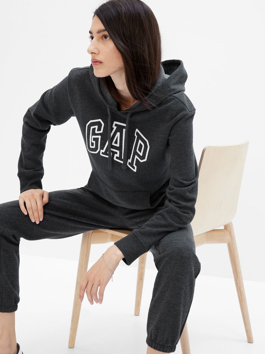 Sweatshirt with hood and logo embroidery_0