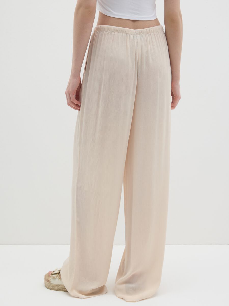 Women's beige relaxed-fit trousers in 100% viscose_3