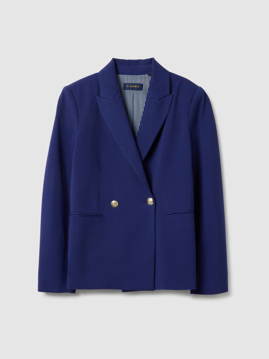 Blue Cotton Stretch Regular Fit Blazer_4