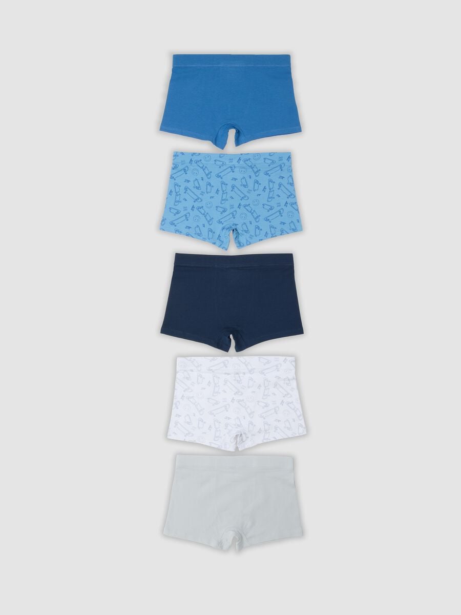 Multipack di cinque boxer midi multicolor in cotone organico elasticizzato_1