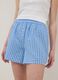 Regular-fit pure cotton checked pyjama shorts in white and light blue_3