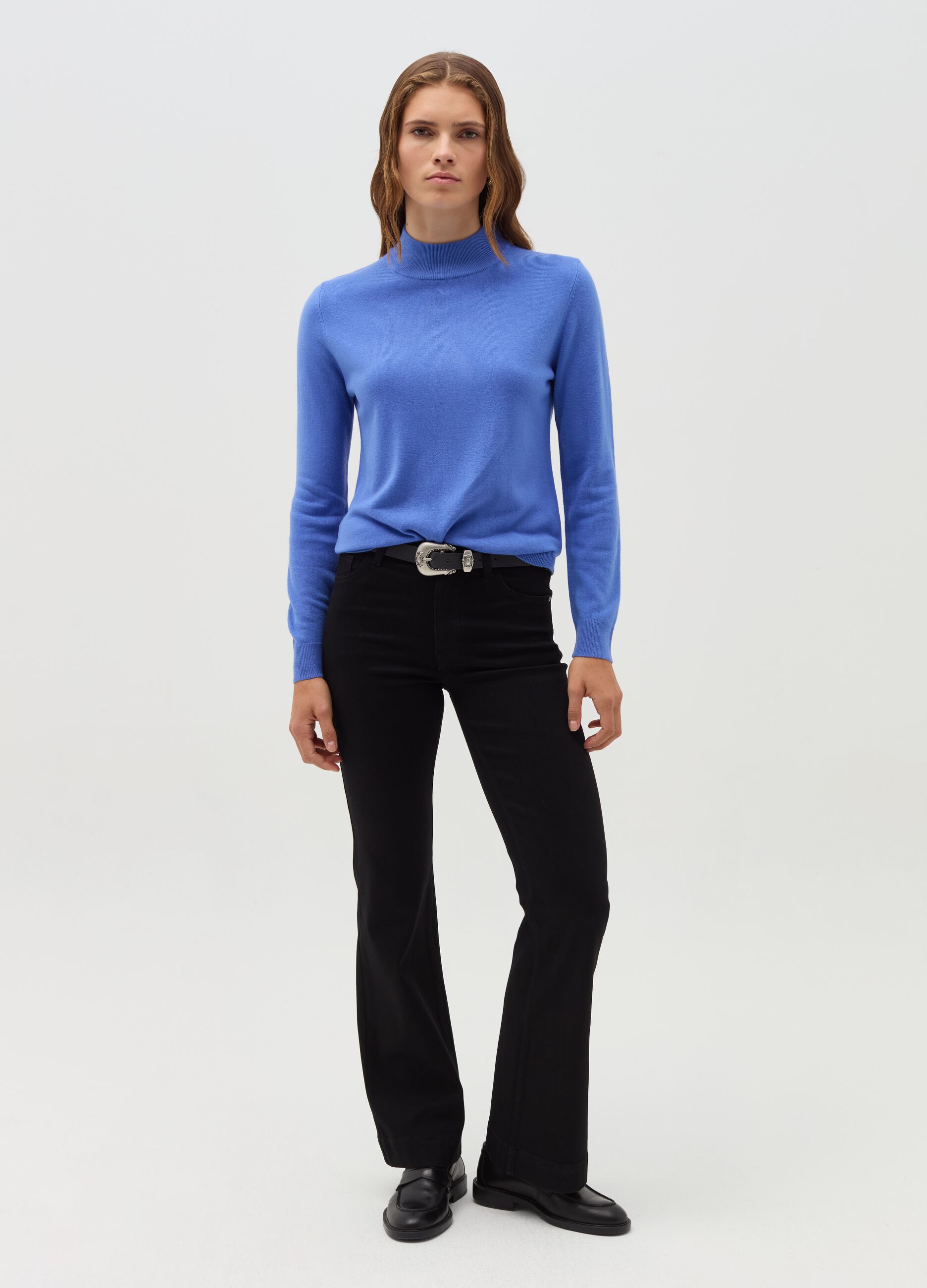 Pullover with mock neck