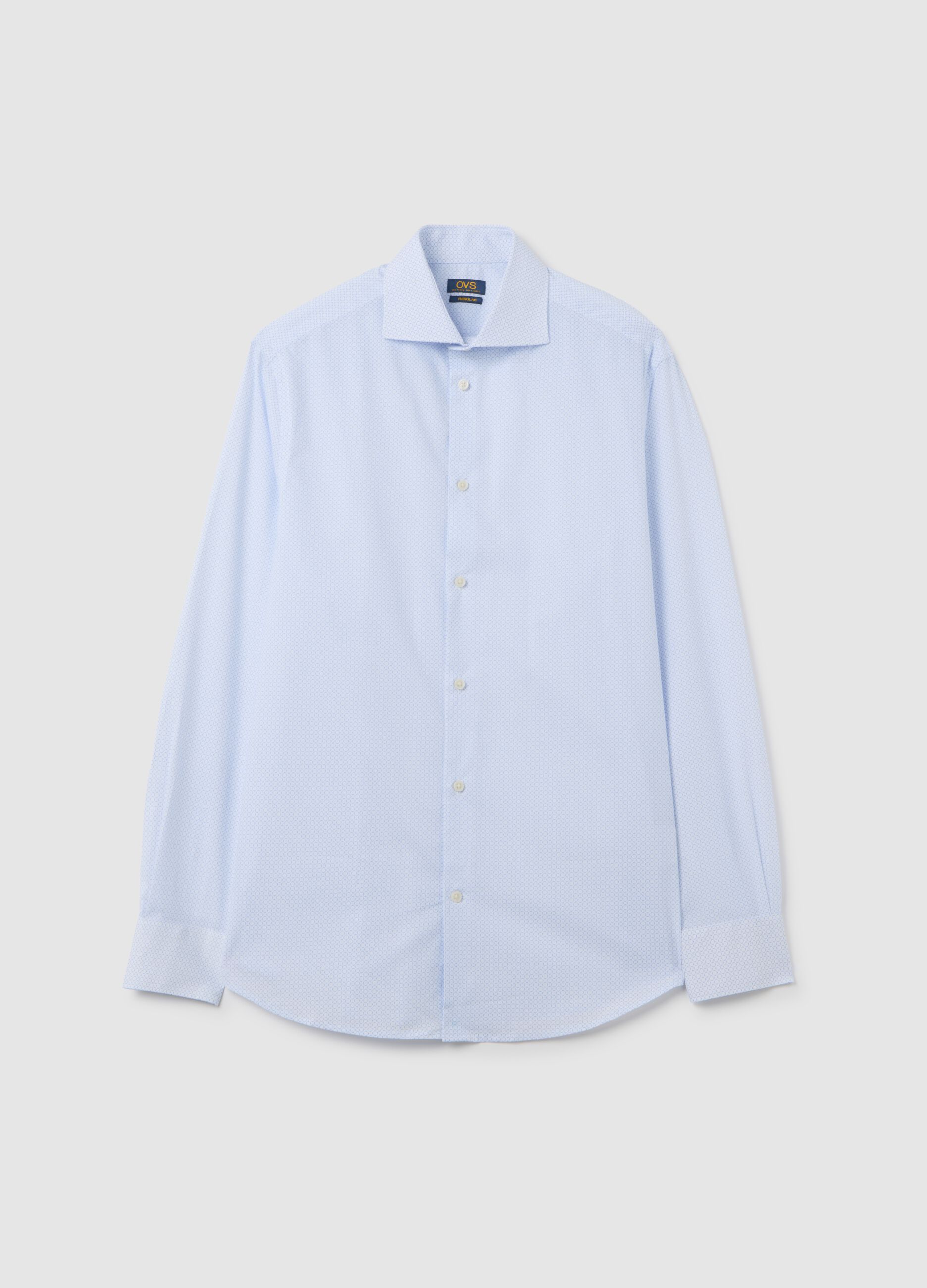 Blue Stretch Cotton Regular Fit Shirt