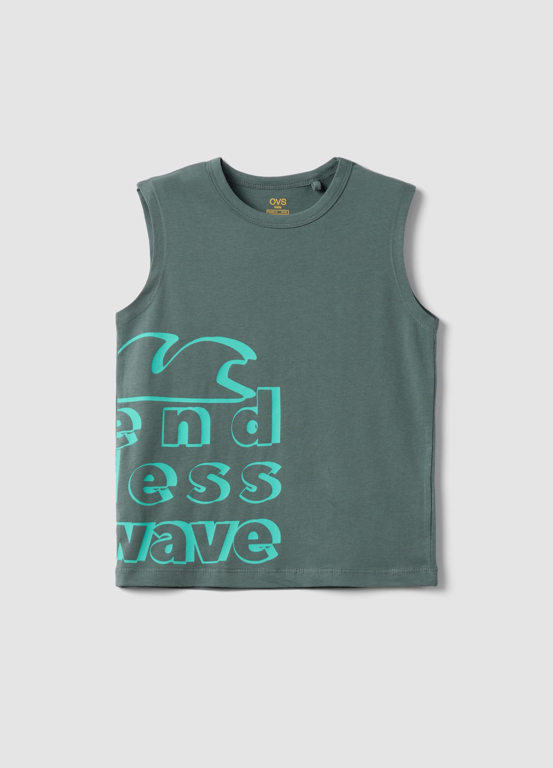 Green organic cotton vest top