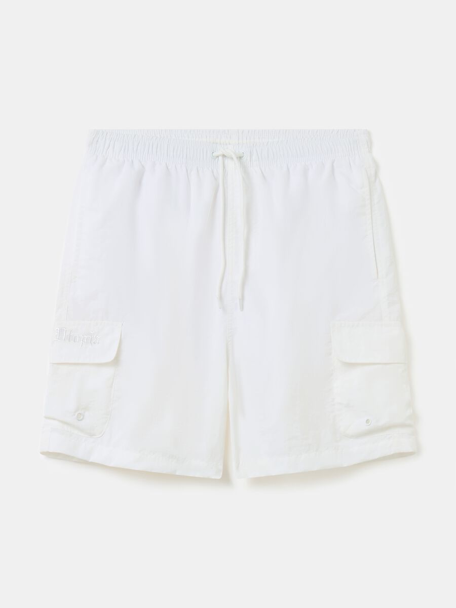 Cargo Swim Shorts White_1