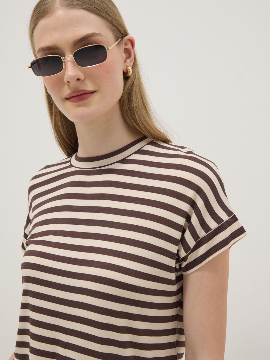 Regular-fit multicolour striped stretch viscose T-shirt_0