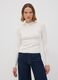 White fitted ribbed viscose-blend top with high neck_0