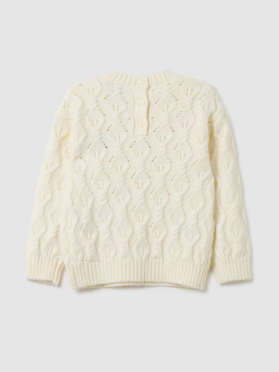 Baby girl's white mix regular fit sweater_1