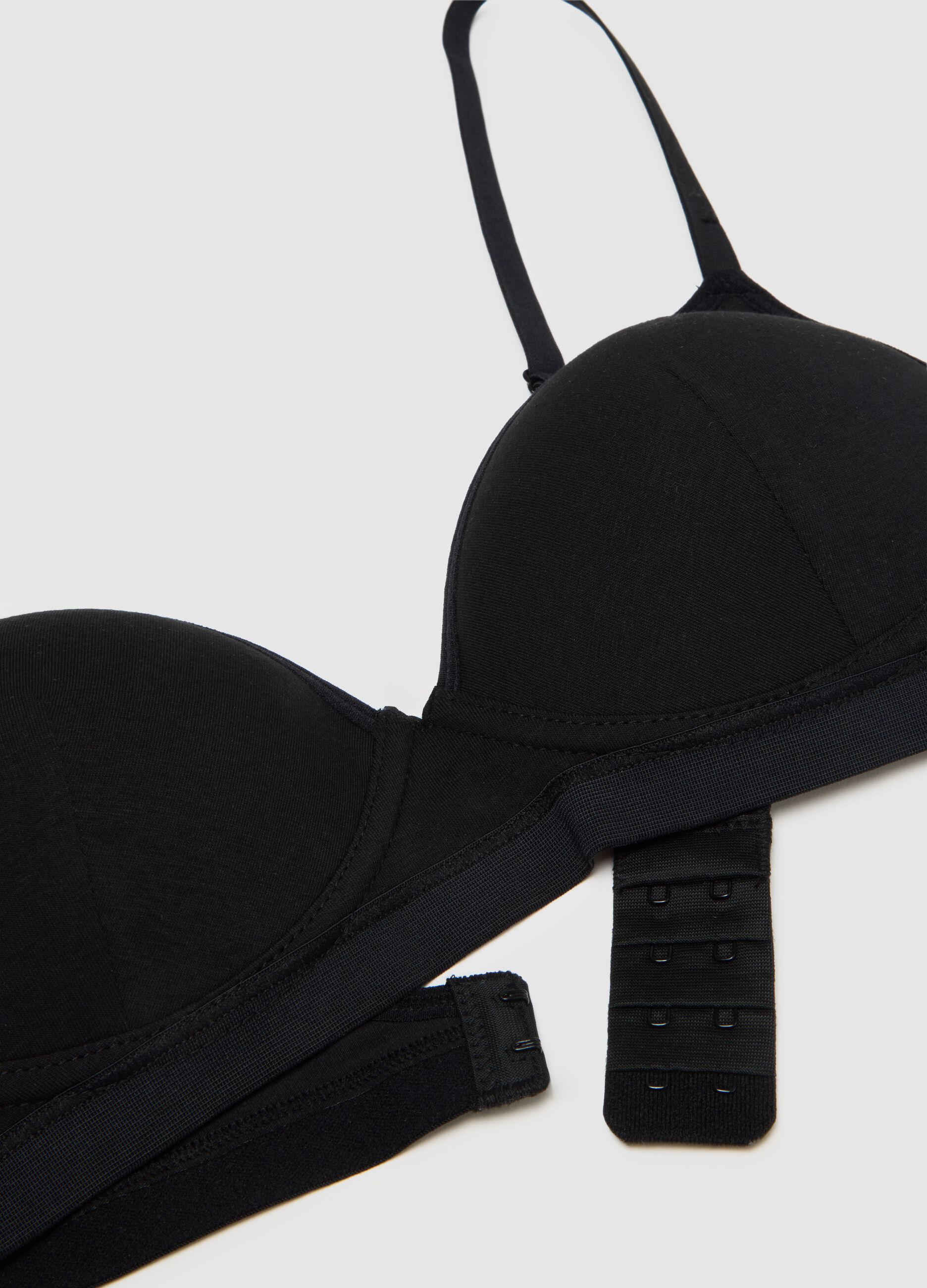Black Stretch Cotton Bra