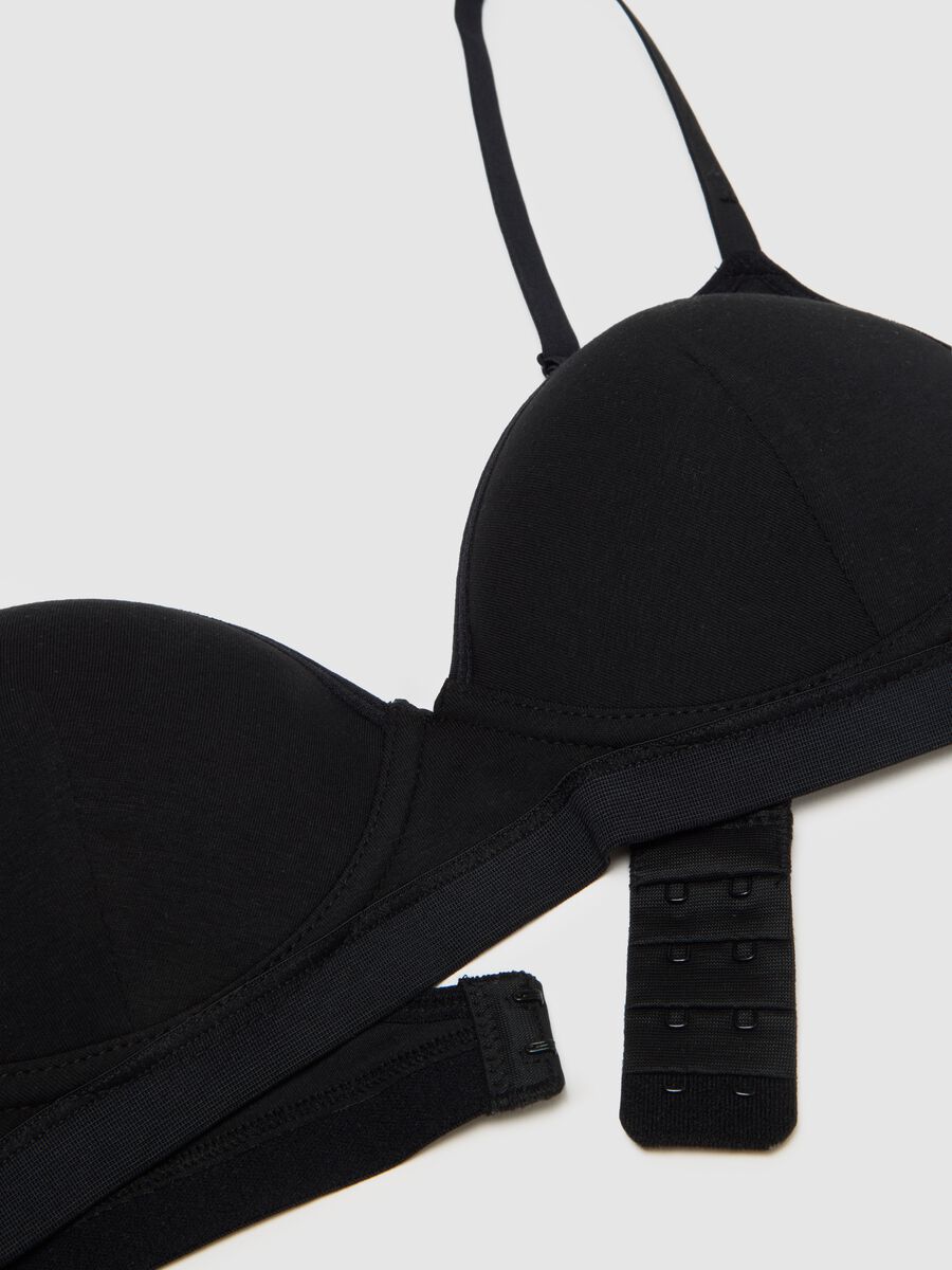 Black Stretch Cotton Bra_1