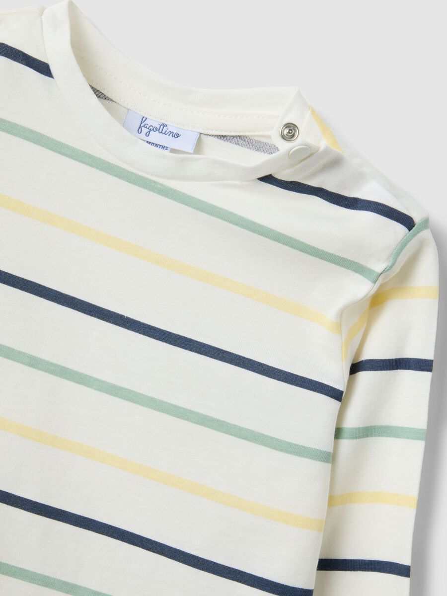 Long-sleeve pure cotton multicolour striped T-shirt_3