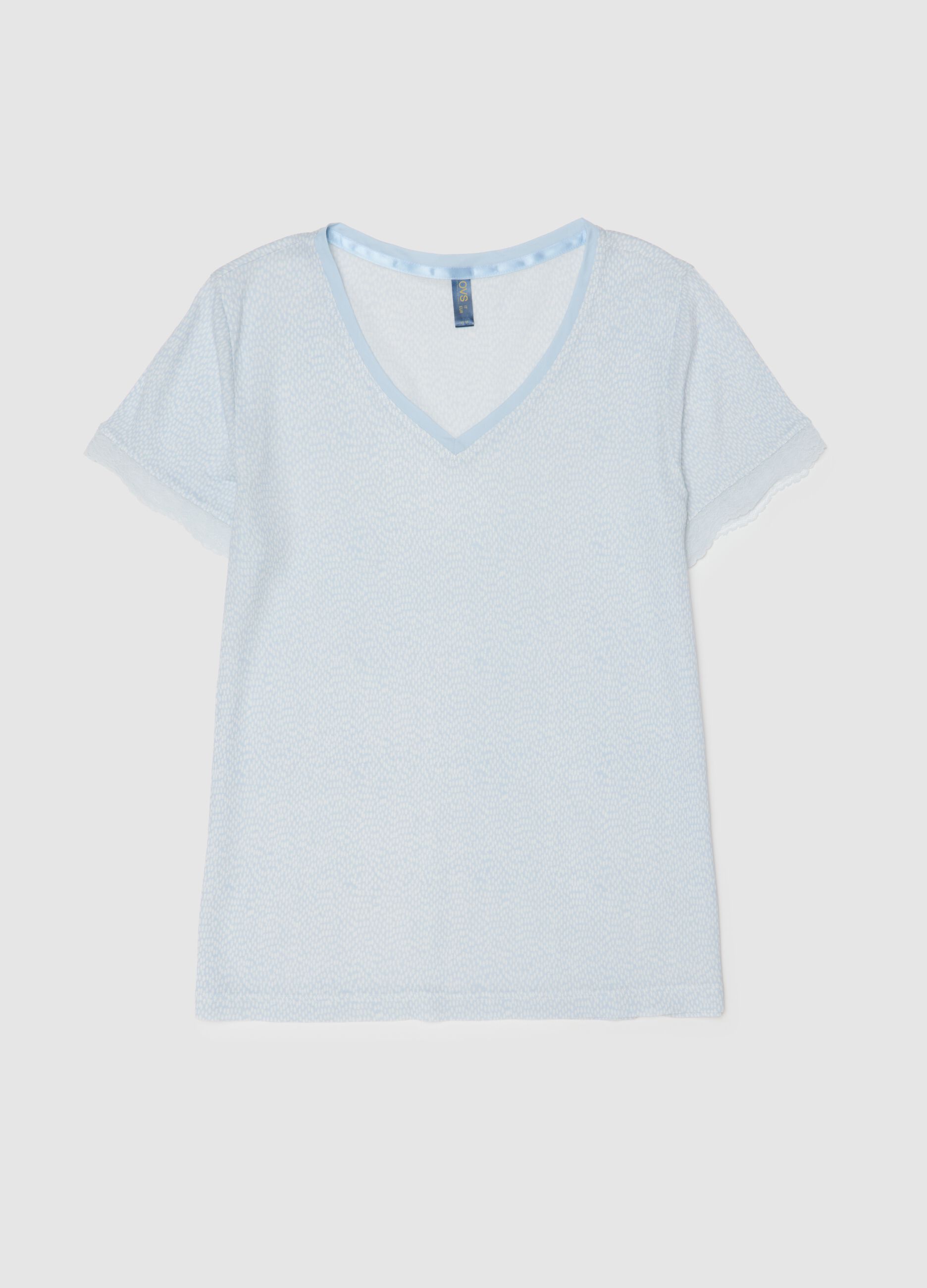 Regular fit blue pure viscose T-shirt