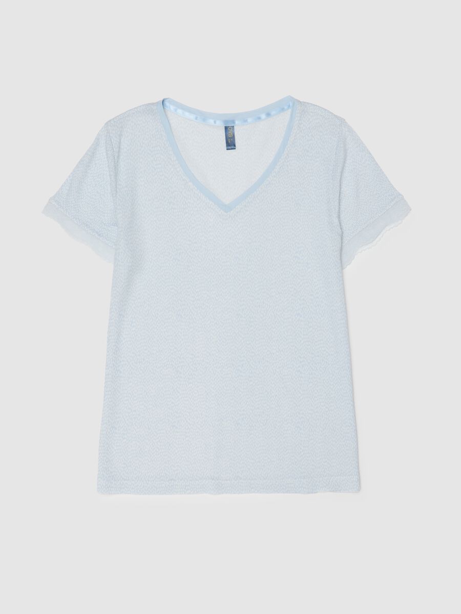 T-shirt in puro viscosa azzurra regular fit_0