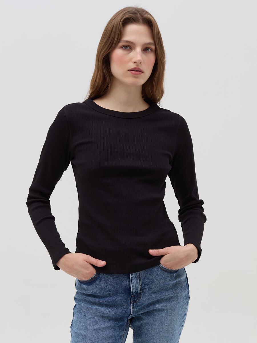 Ribbed T-shirt with long sleeves_1