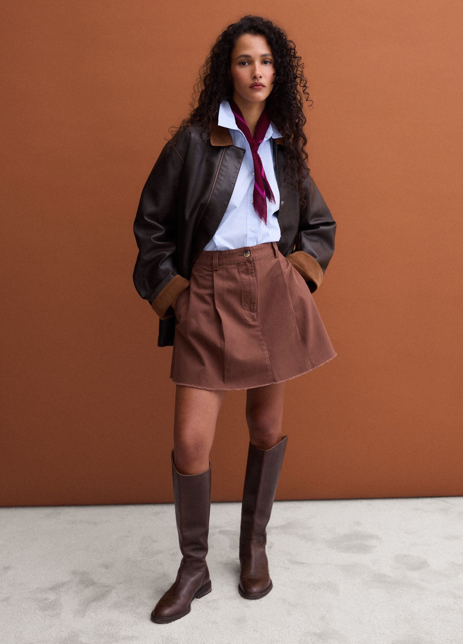 Brown regular-fit viscose-blend jacket