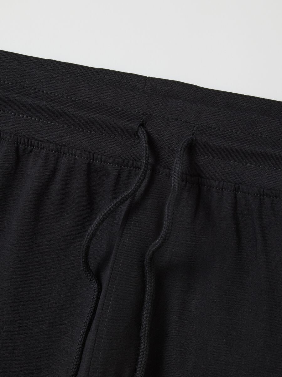 Black regular fit pure cotton pyjamas_5