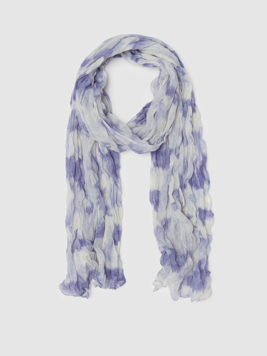 Crinkle-effect pashmina with patterned print_0