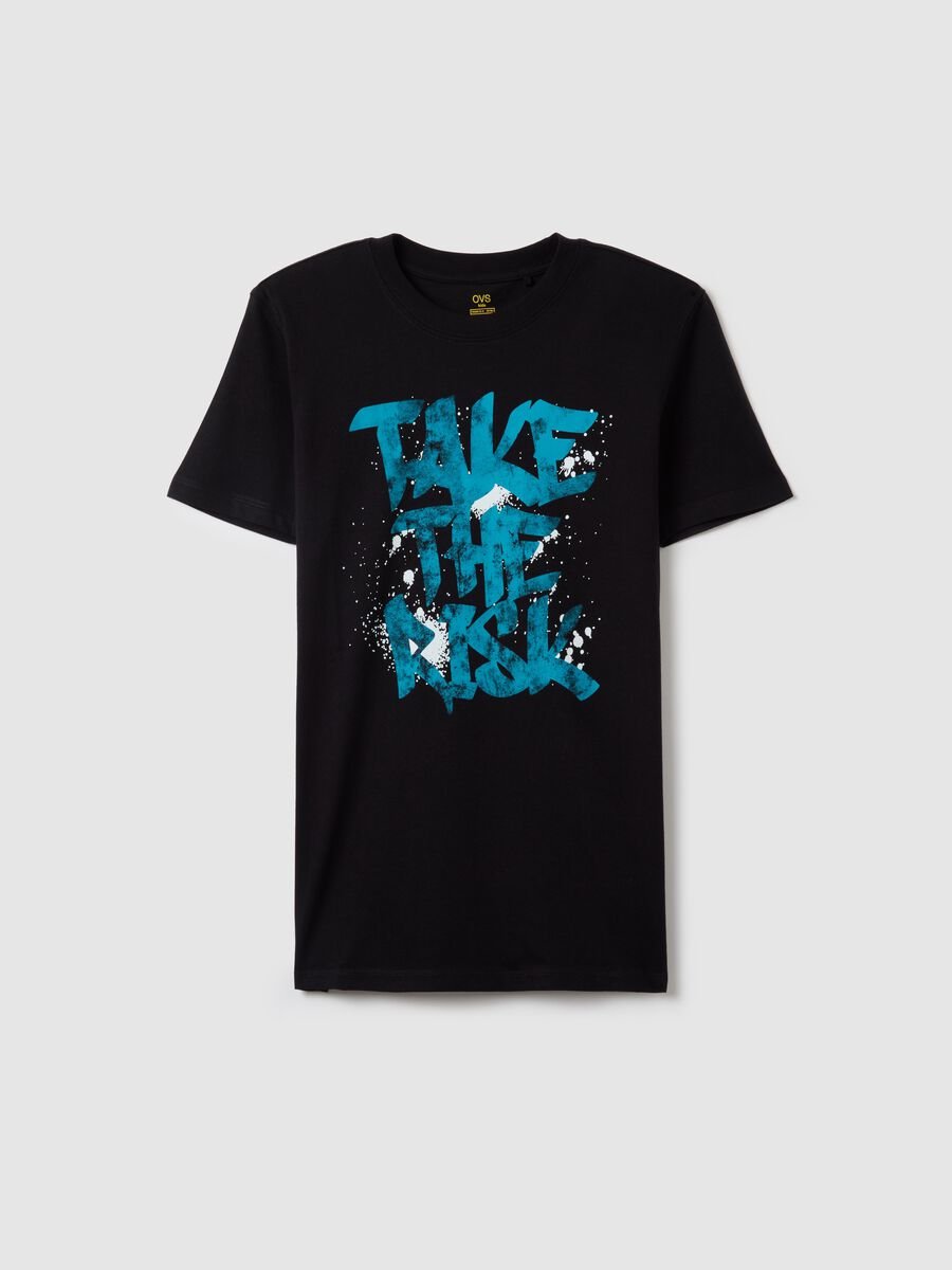 Cotton T-shirt with "TAKE THE RISK" print_3