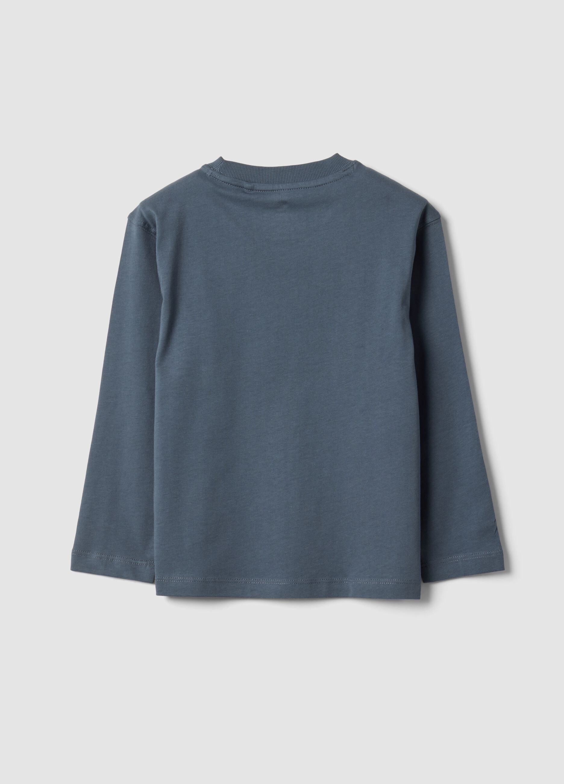 T-shirt over fit grigia in puro cotone con stampa skate per bambino