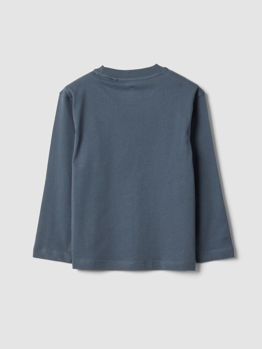 T-shirt over fit grigia in puro cotone con stampa skate per bambino_1