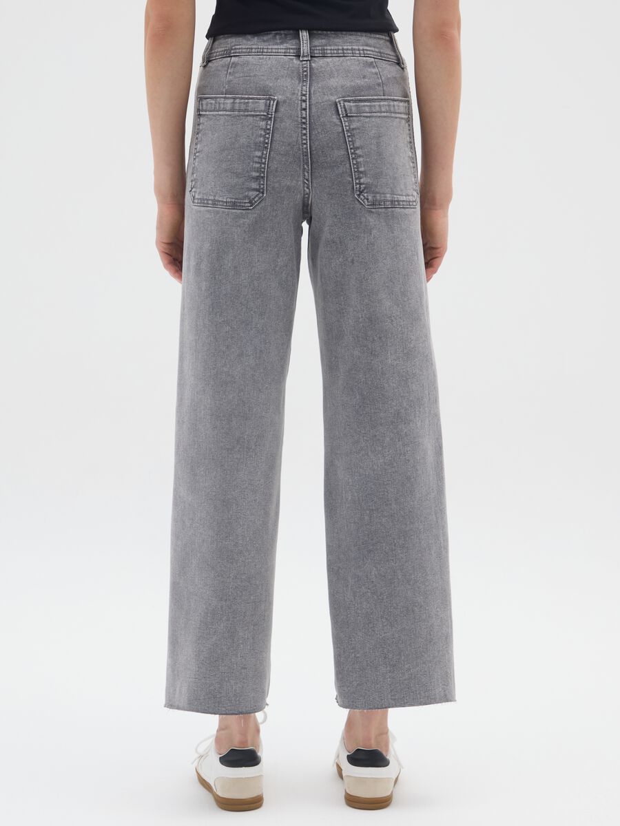 Grey wide leg cotton blend jeans_2