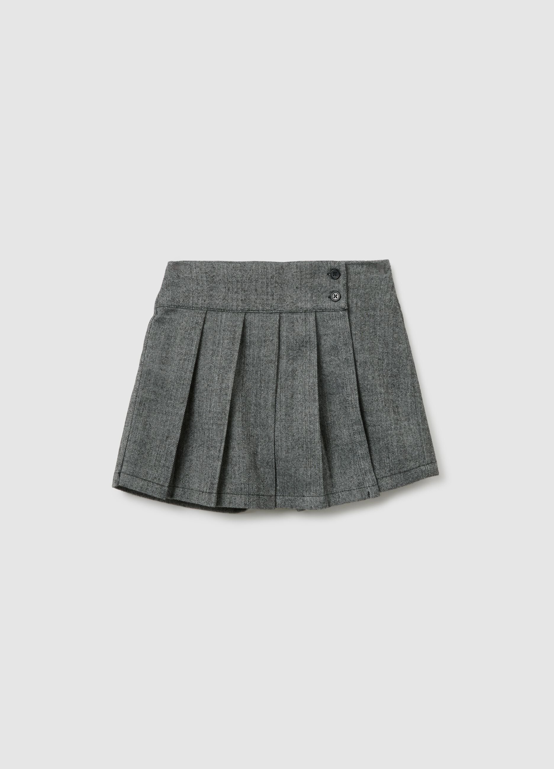 Grey Mini Skirt for Girls Regular Fit in Jacquard Fabric