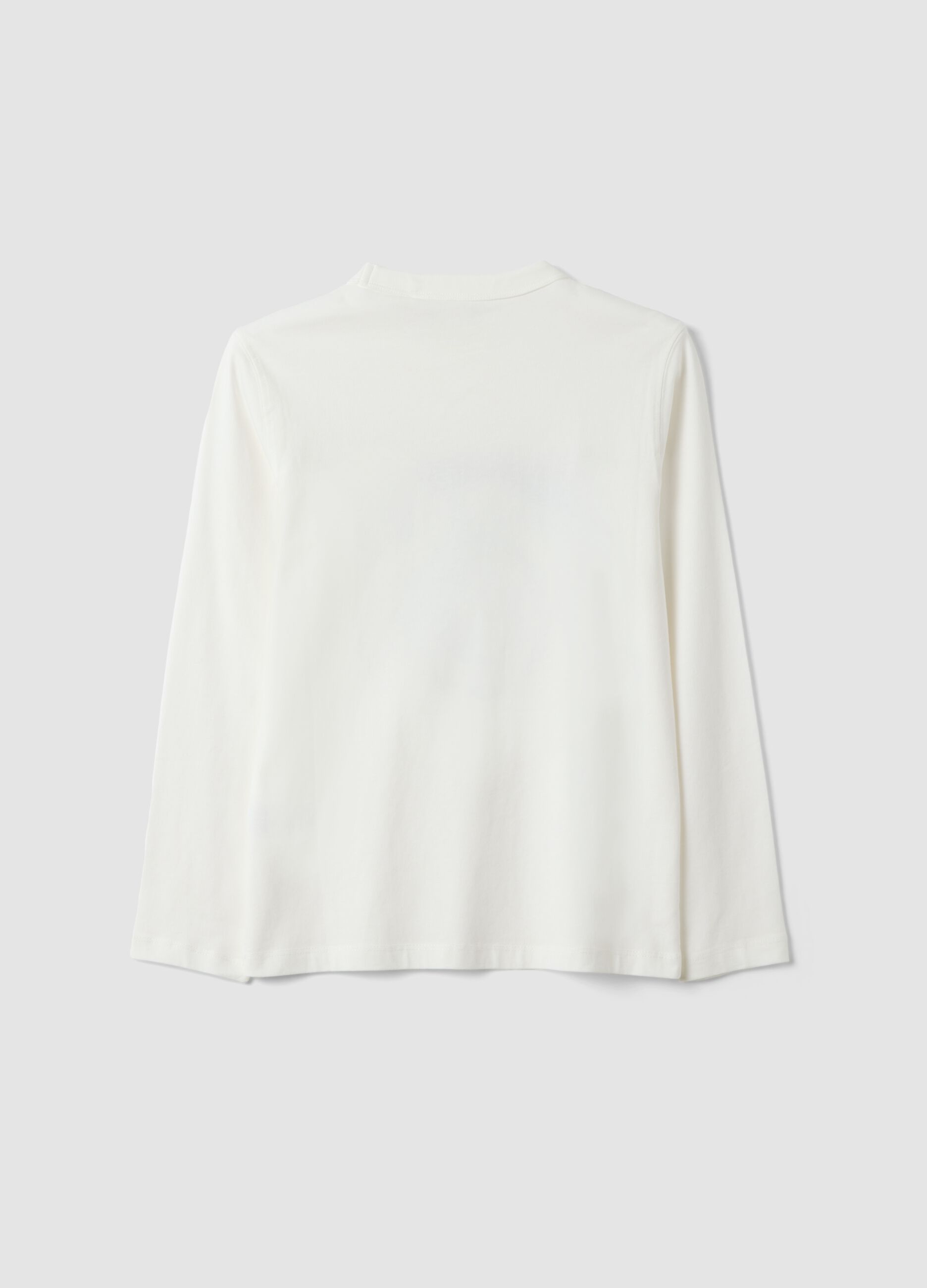White pure organic cotton T-shirt with varsity print