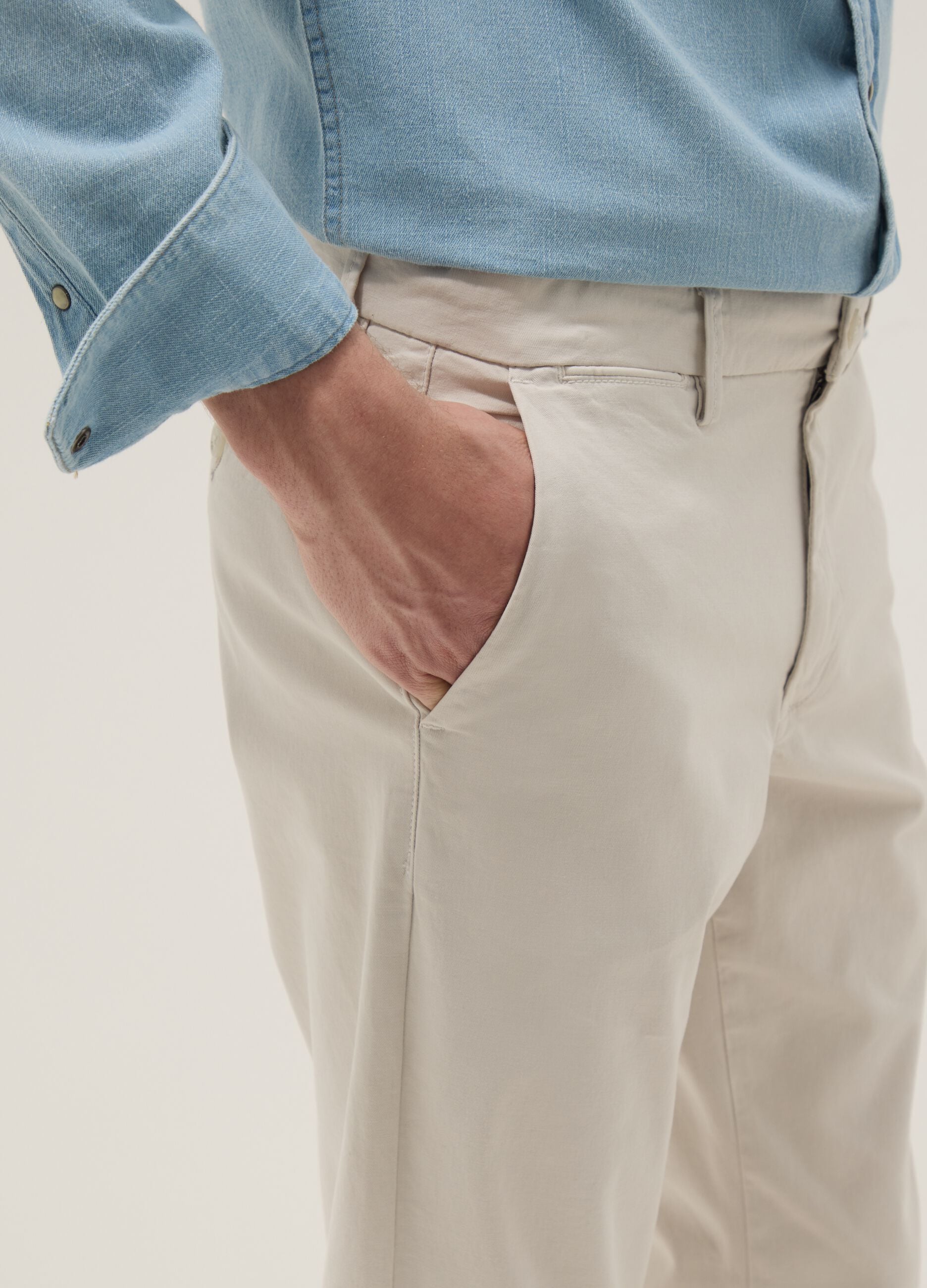 White slim-fit stretch cotton chino trousers