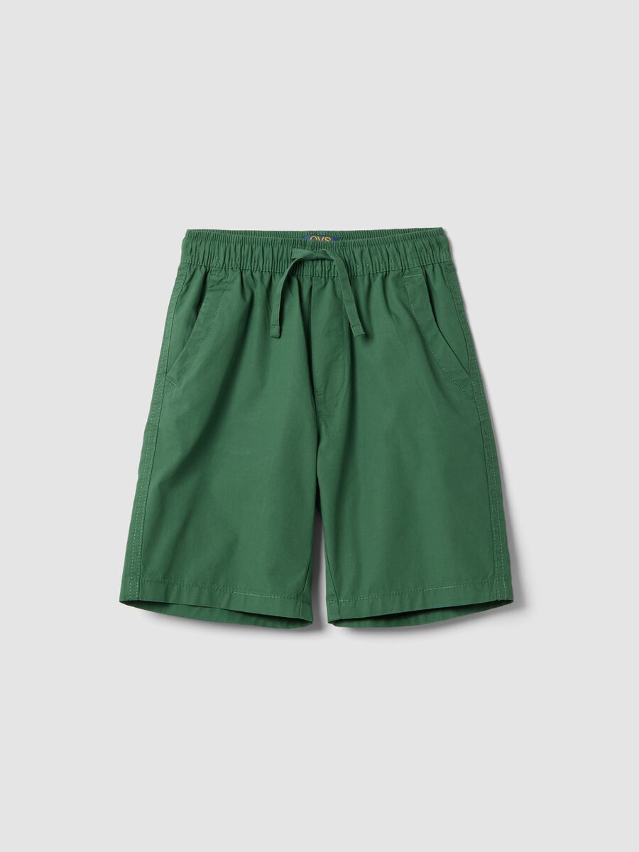 Shorts in puro cotone verde da bambino regular fit_0