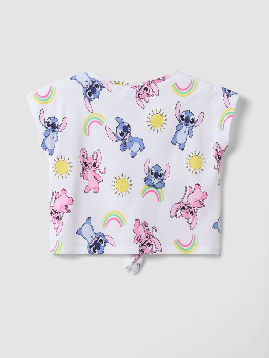 Girls&rsquo; white stretch cotton T-shirt with Stitch print_1