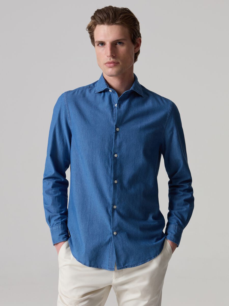 Contemporary chambray cotton shirt_1