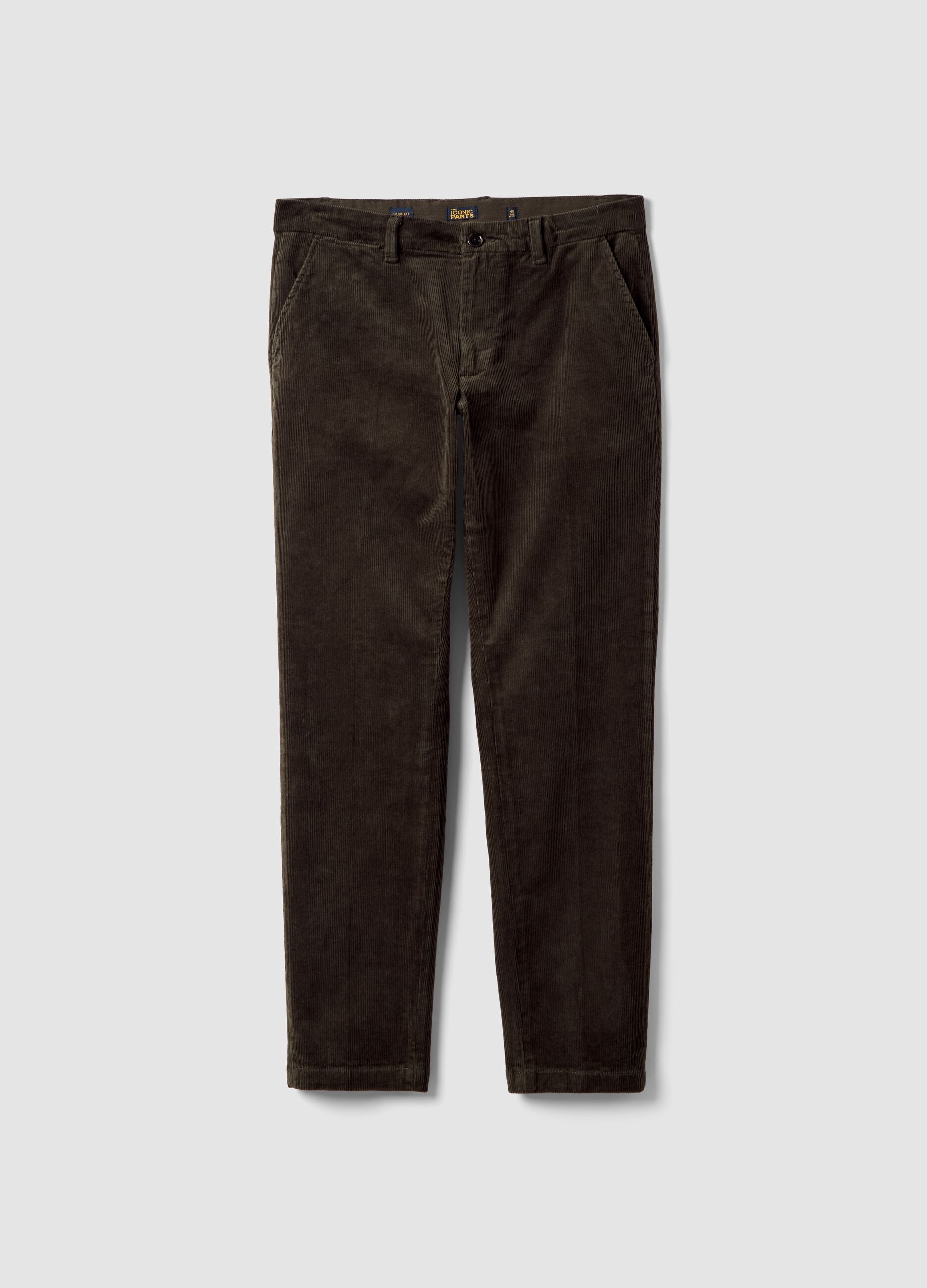 Men&rsquo;s green stretch-cotton chino trousers