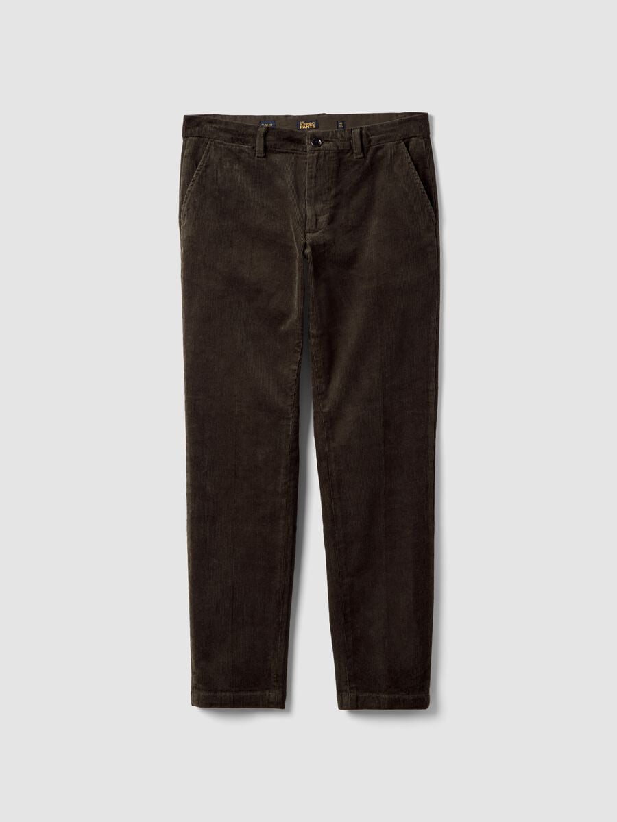 Pantaloni chino verdi in cotone elasticizzato_0