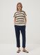 Beige stretch cotton T-shirt with openwork knit detailing_1